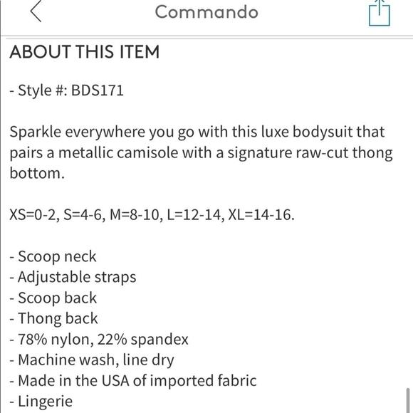 Commando Bronze Soft Sparkle Cami Thong Bodysuit NEW - Picture 9 of 12